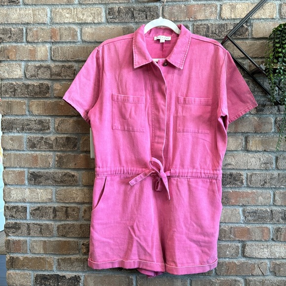 Pink denim romper - Picture 2 of 4